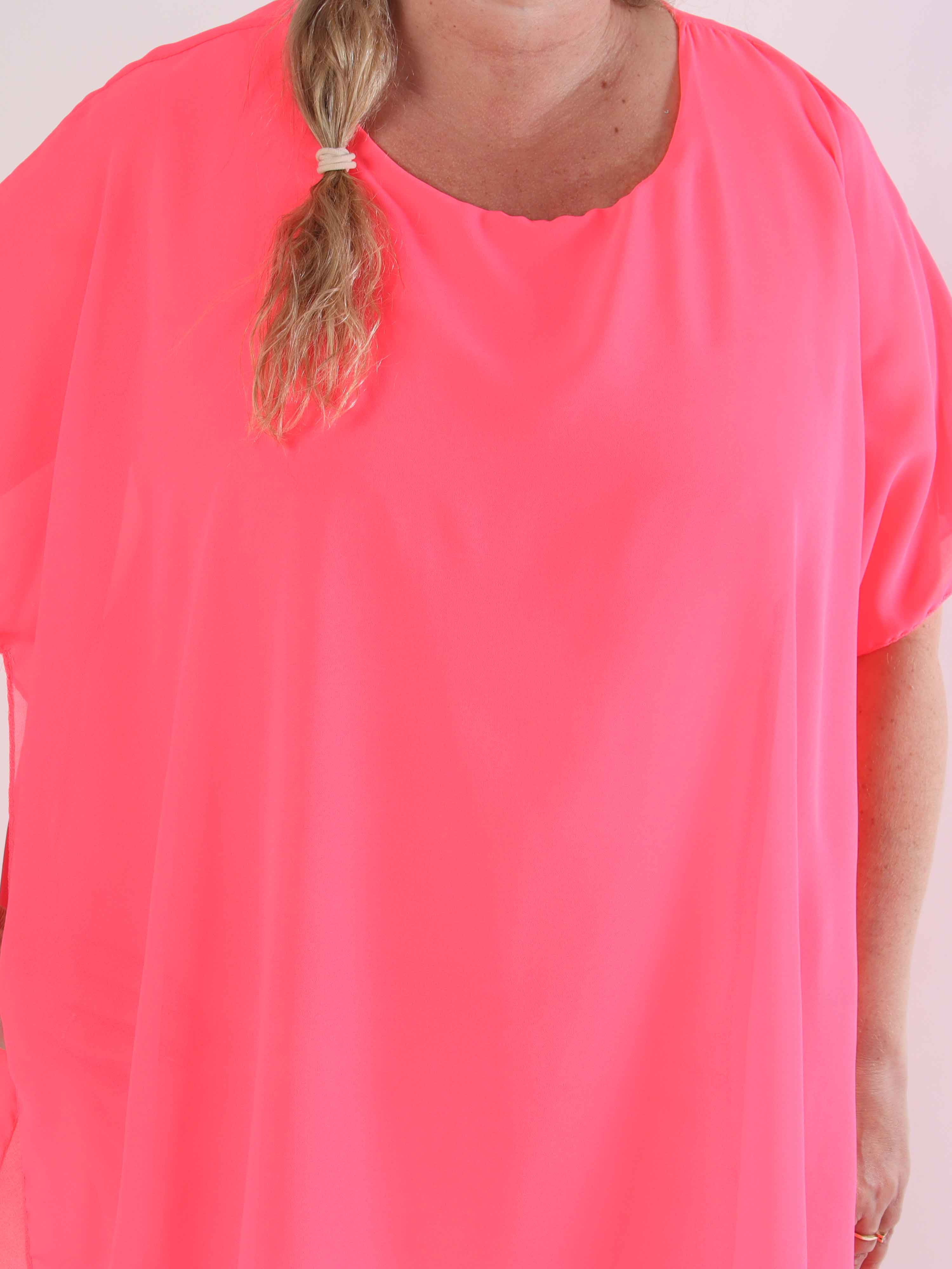 Mirabella Plain - Plus size tunikakjole med chiffonlag og underkjole i viskose